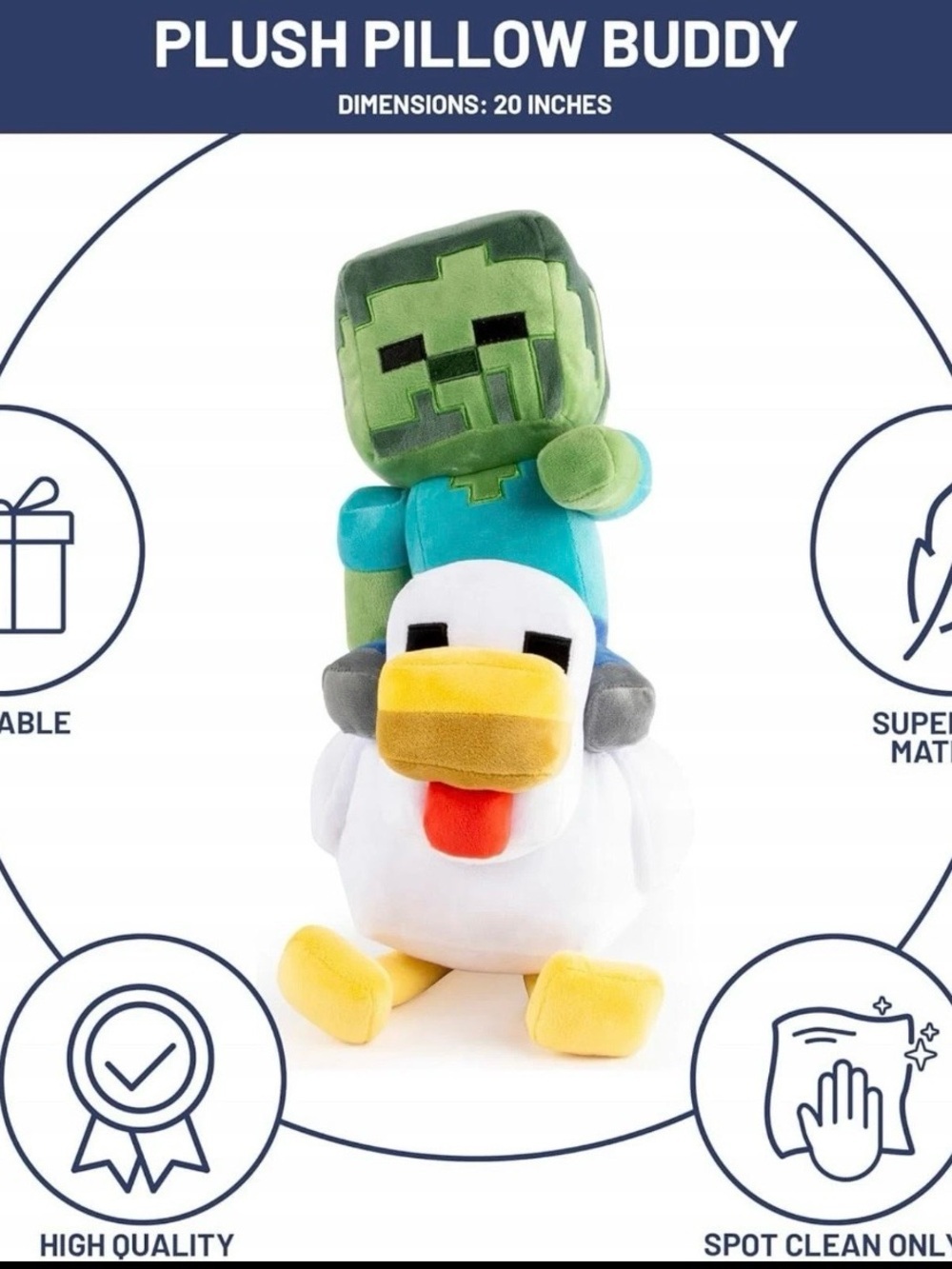 Mattel Minecraft Plush Zombie Chicken Jockey Toy Collectible. - Picture 3 of 12